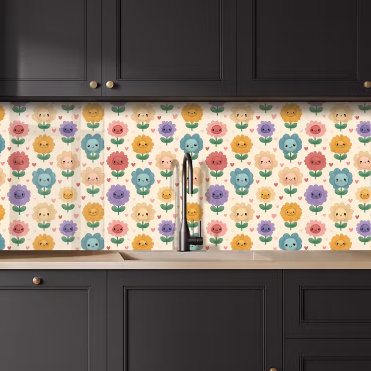 Keuken achterwand - Bloemen - Hartjes - Kleurrijk — 6