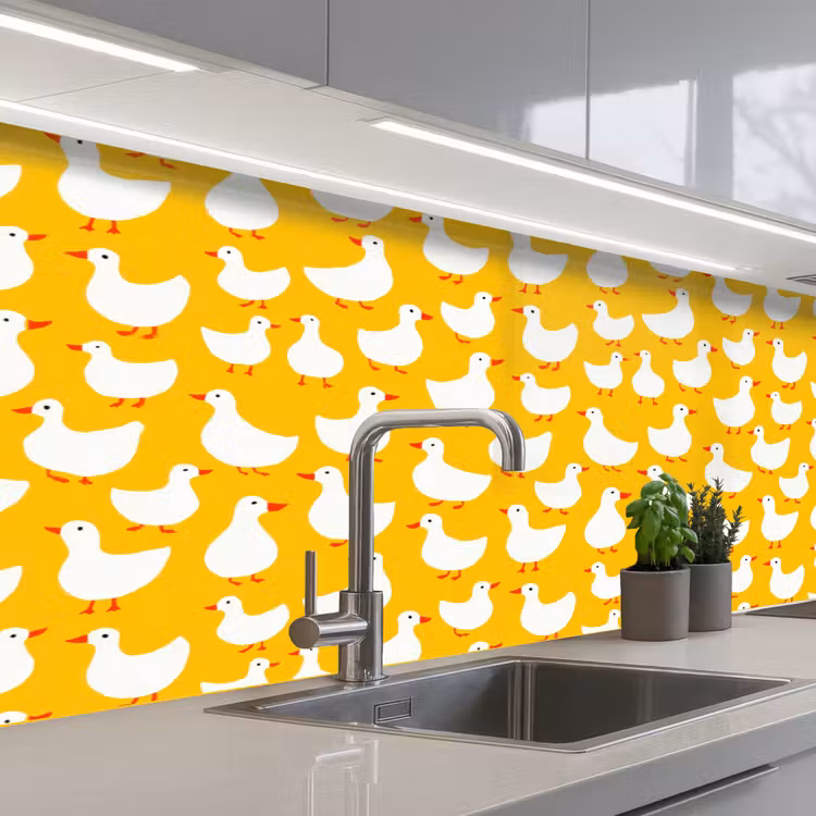 Keuken achterwand - Eendjes - Patroon - Geel — 2