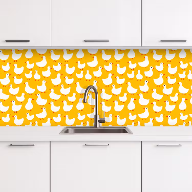 Keuken achterwand - Eendjes - Patroon - Geel — 4