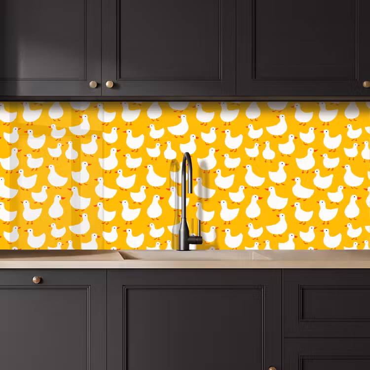 Keuken achterwand - Eendjes - Patroon - Geel — 6