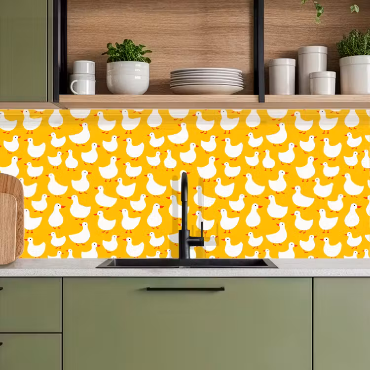 Keuken achterwand - Eendjes - Patroon - Geel — 8