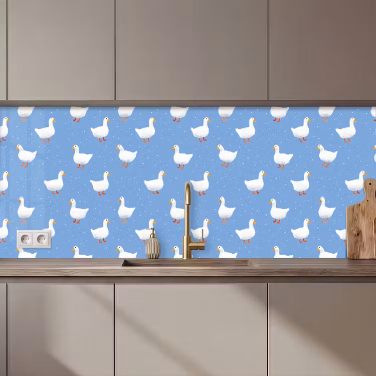 Keuken achterwand - Ganzen - Elegant - Blauw — 1