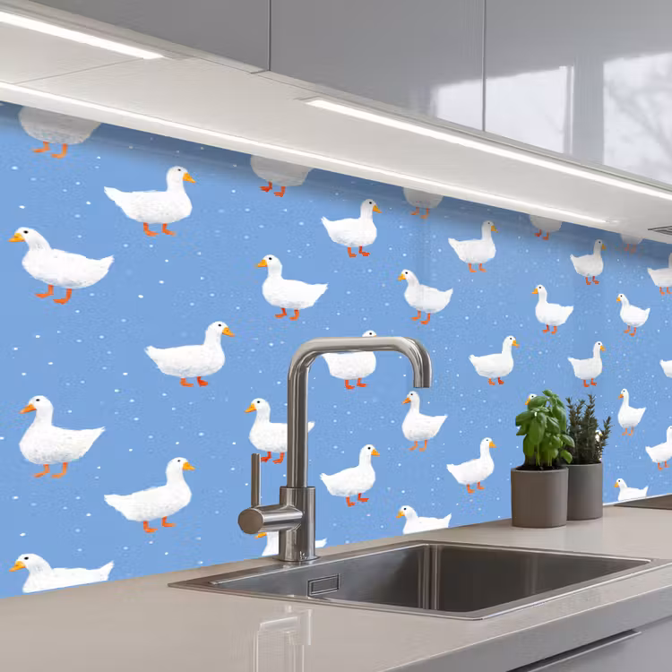 Keuken achterwand - Ganzen - Elegant - Blauw — 2