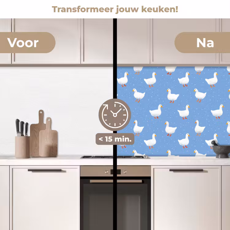 Keuken achterwand - Ganzen - Elegant - Blauw — 3