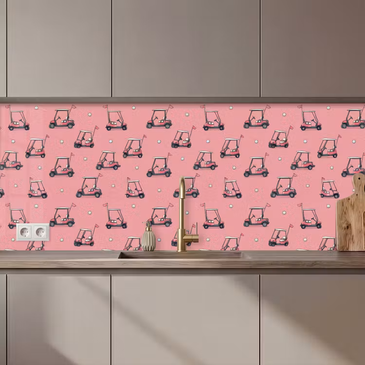 Keuken achterwand - Golfkar - Retro - Roze — 1