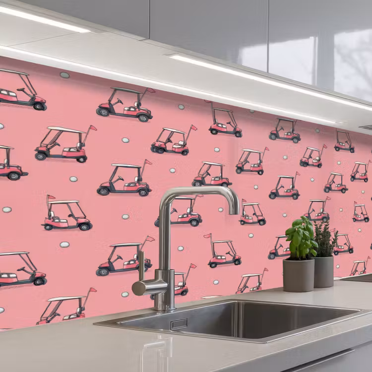 Keuken achterwand - Golfkar - Retro - Roze — 2