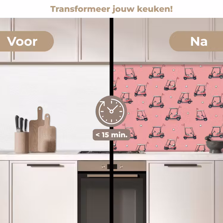 Keuken achterwand - Golfkar - Retro - Roze — 3