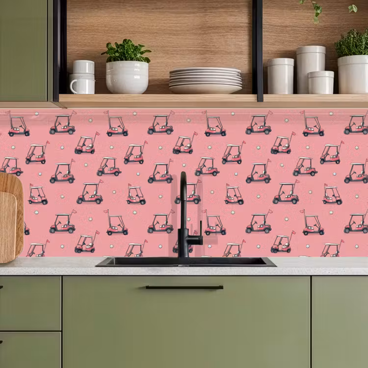 Keuken achterwand - Golfkar - Retro - Roze — 8