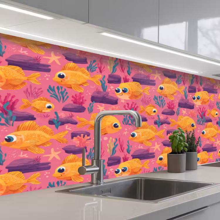 Keuken achterwand - Goudvissen - Koraal - Kleurrijk — 2