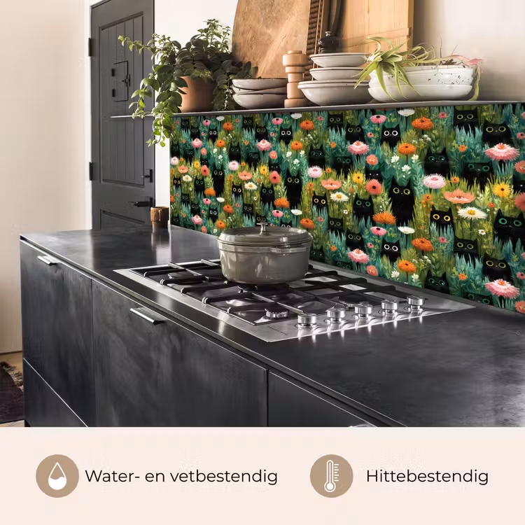 Keuken achterwand - Katten - Bloemen - Kleurrijk — 5