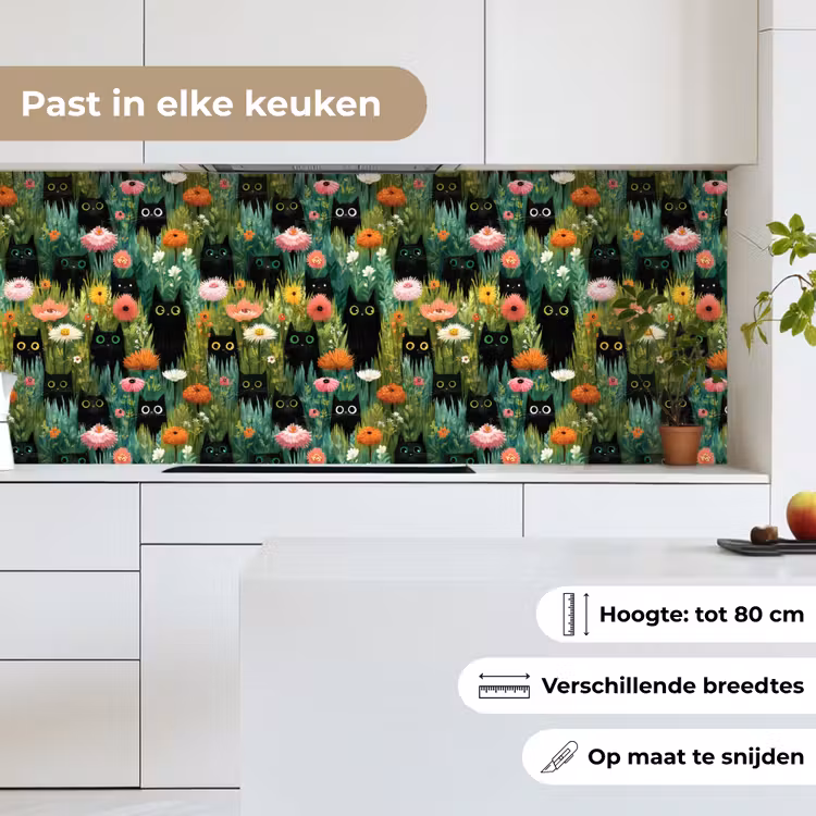 Keuken achterwand - Katten - Bloemen - Kleurrijk — 7