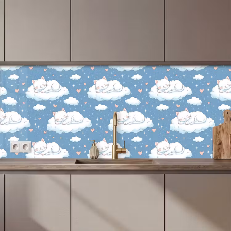 Keuken achterwand - Kitten - Wolken - Blauw — 1