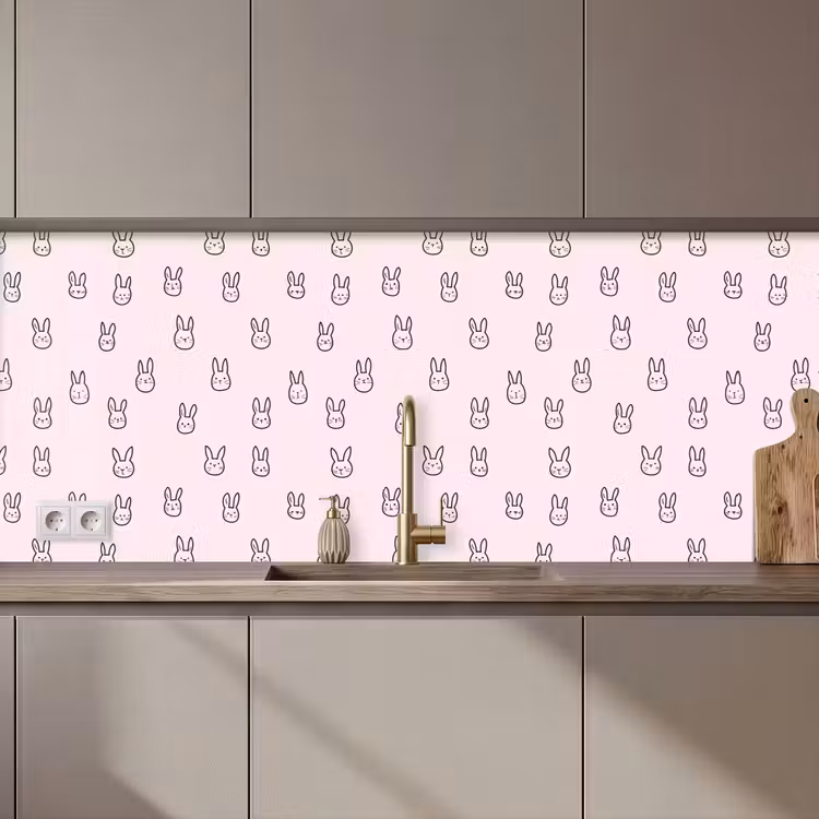 Keuken achterwand - Konijnen - Minimalistisch - Roze — 1