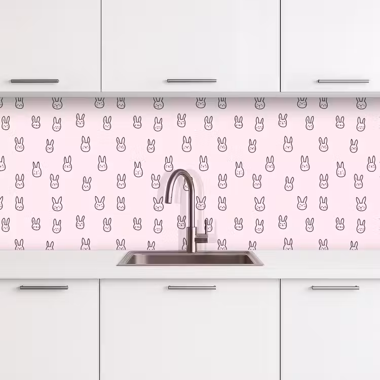 Keuken achterwand - Konijnen - Minimalistisch - Roze — 4