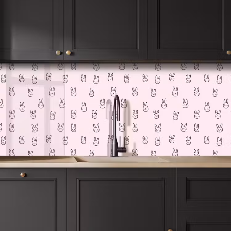 Keuken achterwand - Konijnen - Minimalistisch - Roze — 6