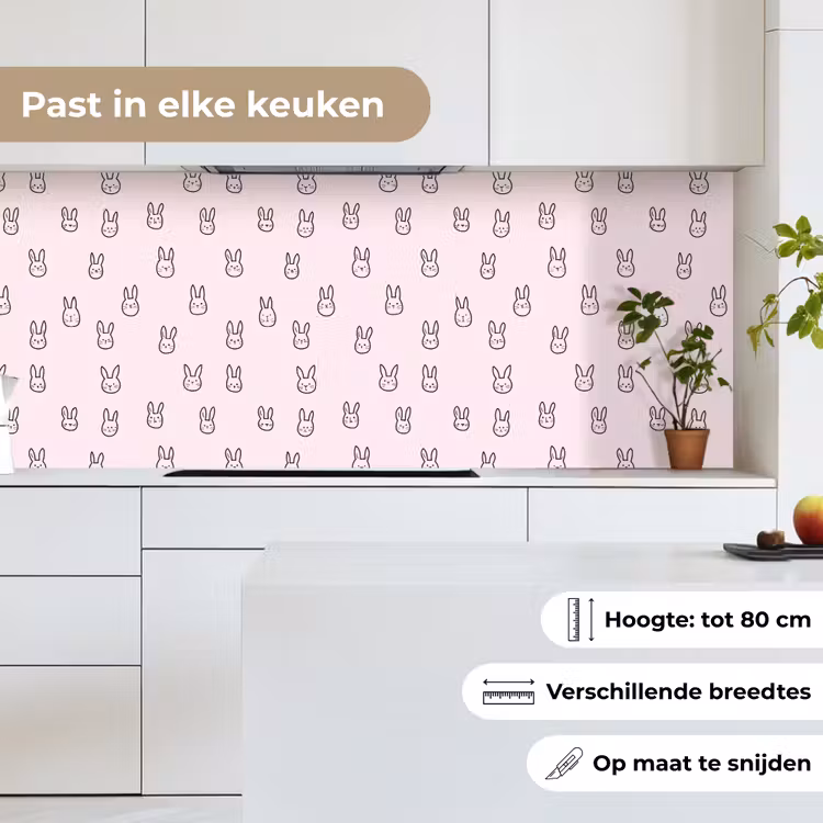 Keuken achterwand - Konijnen - Minimalistisch - Roze — 7