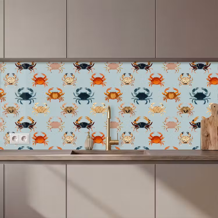 Keuken achterwand - Krabben - Speels - Kleurrijk — 1