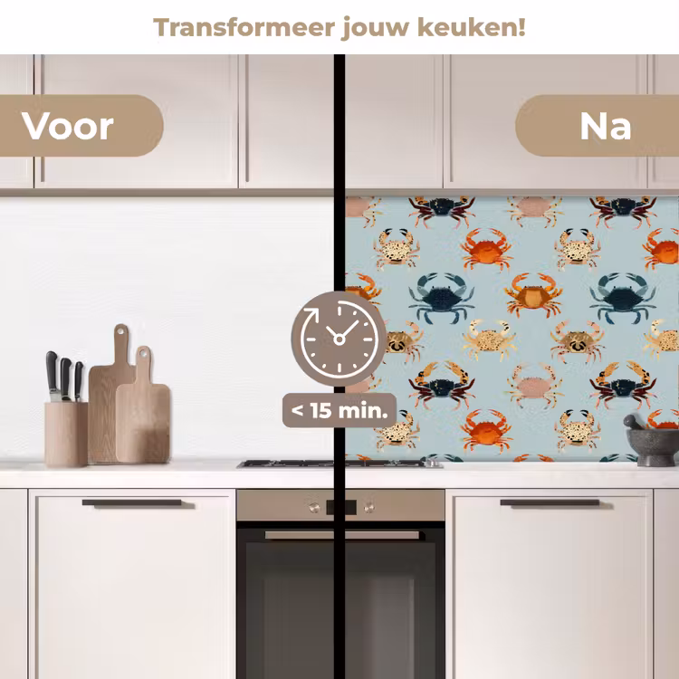 Keuken achterwand - Krabben - Speels - Kleurrijk — 3