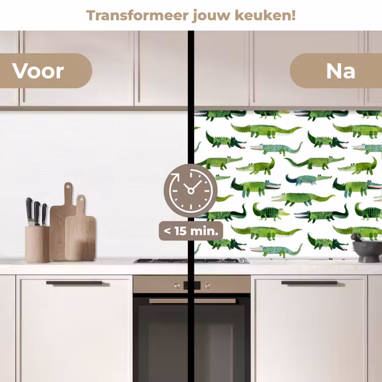 Keuken achterwand - krokodillen - Speels - Groen — 3