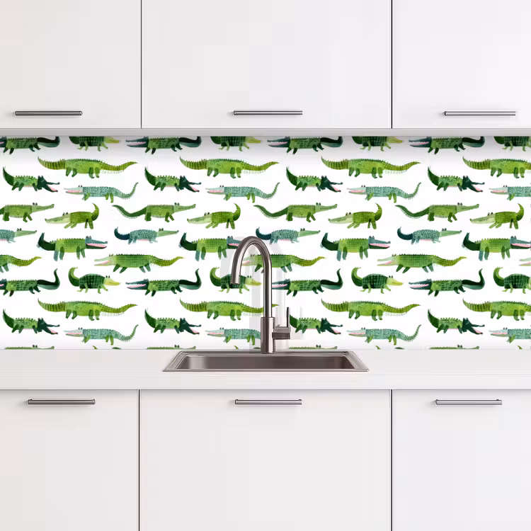 Keuken achterwand - krokodillen - Speels - Groen — 4