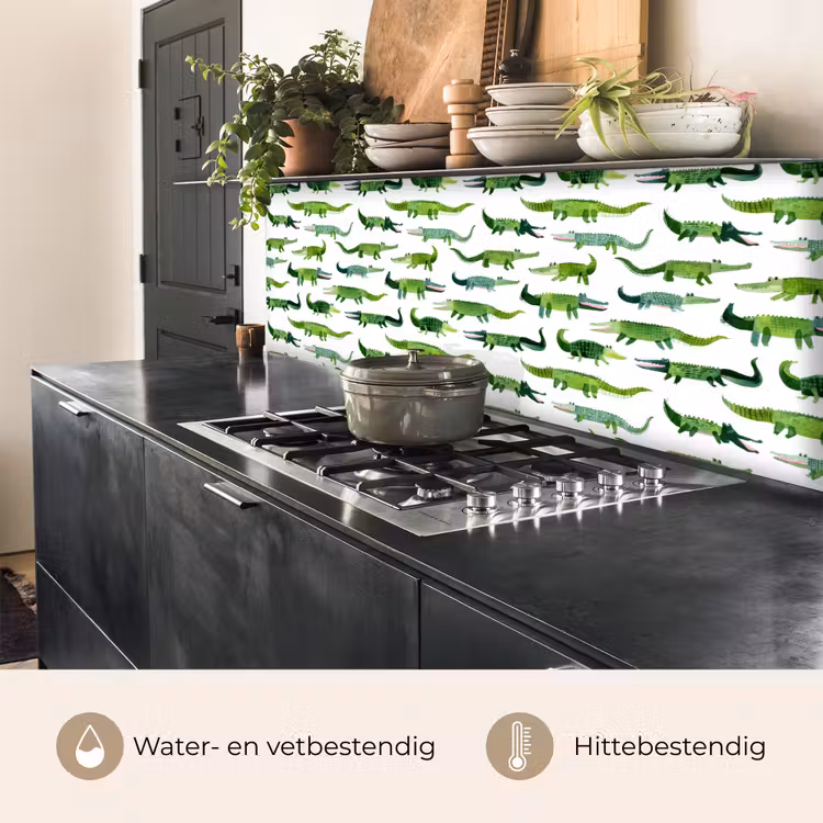 Keuken achterwand - krokodillen - Speels - Groen — 5