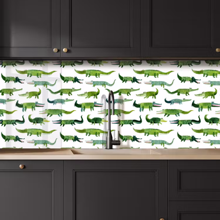 Keuken achterwand - krokodillen - Speels - Groen — 6