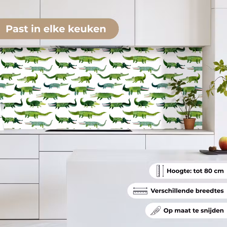 Keuken achterwand - krokodillen - Speels - Groen — 7