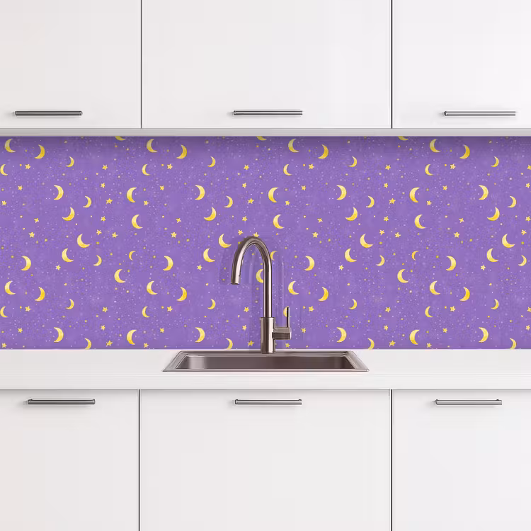 Keuken achterwand - Manen - Sterren - Paars — 4