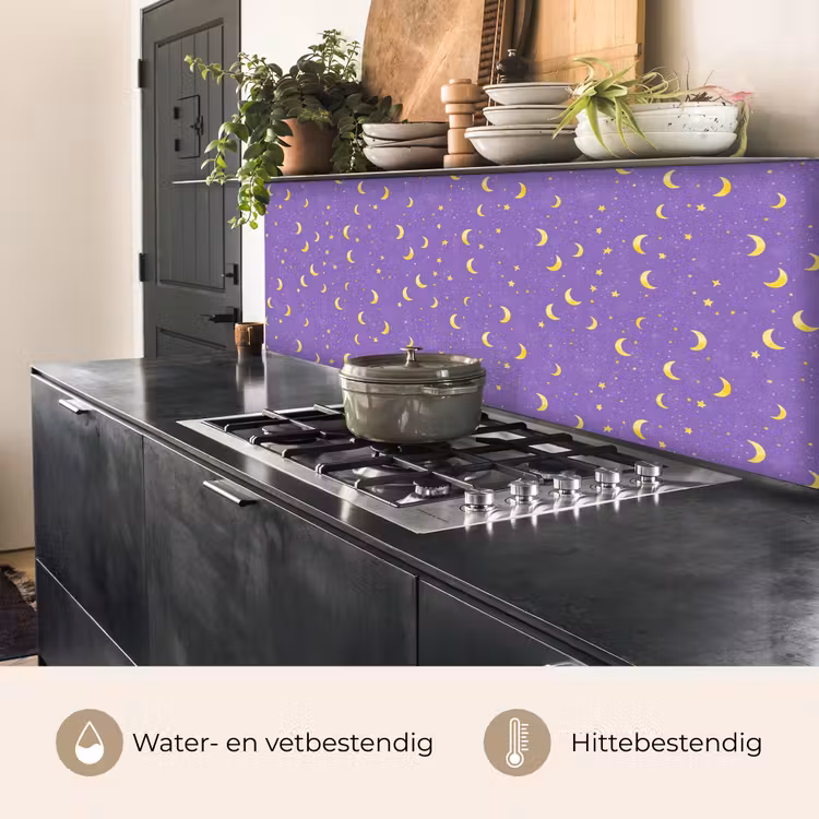 Keuken achterwand - Manen - Sterren - Paars — 5