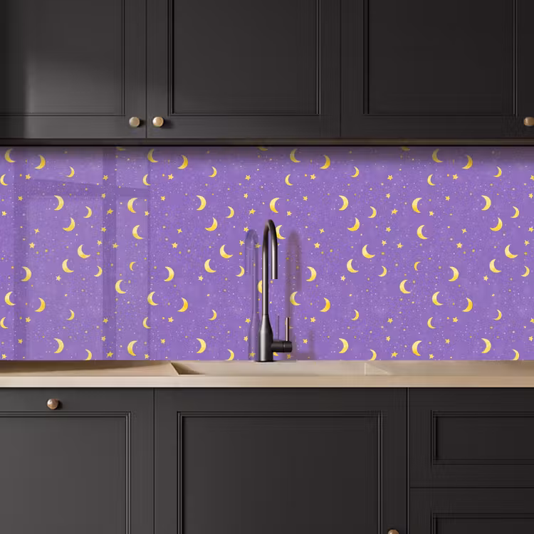 Keuken achterwand - Manen - Sterren - Paars — 6