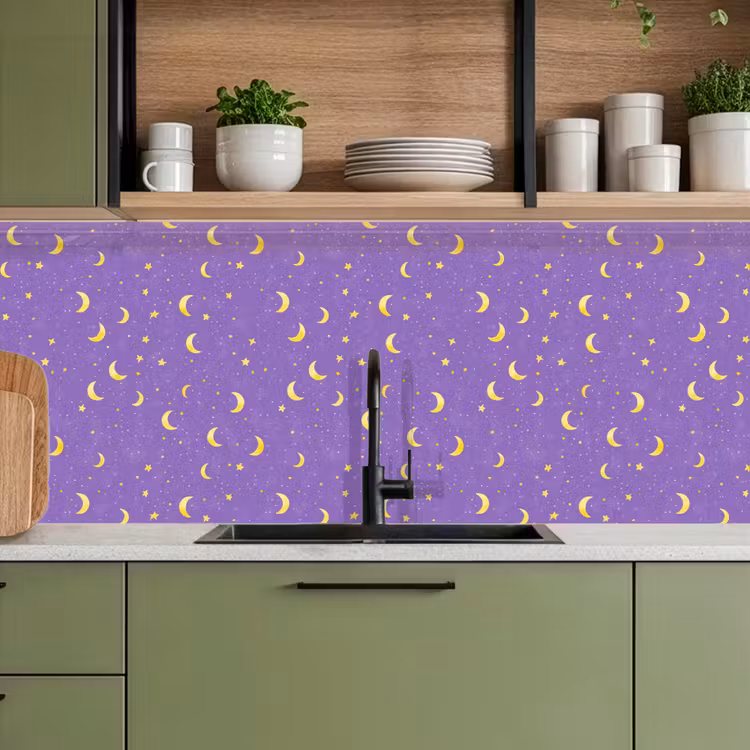Keuken achterwand - Manen - Sterren - Paars — 8