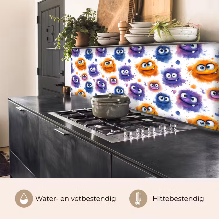 Keuken achterwand - Monstertjes - Aquarel - Kleurrijk — 5