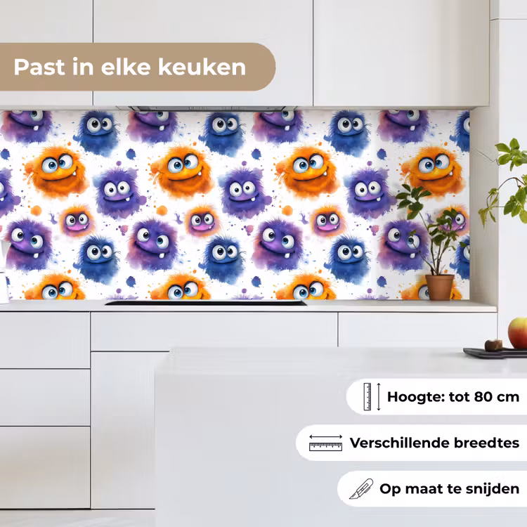 Keuken achterwand - Monstertjes - Aquarel - Kleurrijk — 7