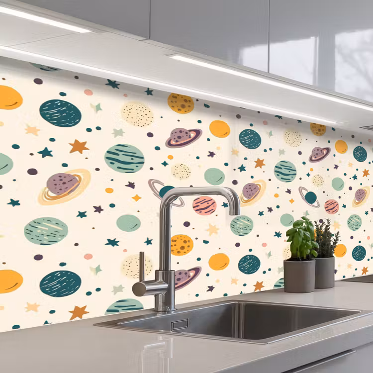 Keuken achterwand - Planeten - Retro - Kleurrijk — 2