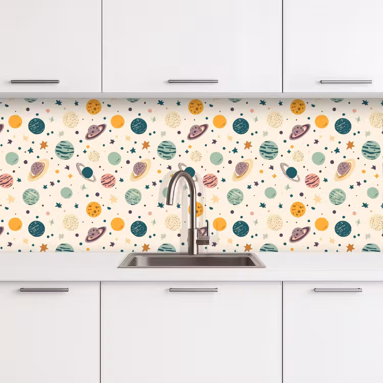 Keuken achterwand - Planeten - Retro - Kleurrijk — 4