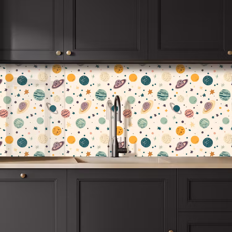 Keuken achterwand - Planeten - Retro - Kleurrijk — 6
