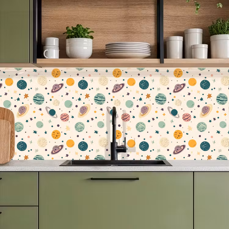 Keuken achterwand - Planeten - Retro - Kleurrijk — 8