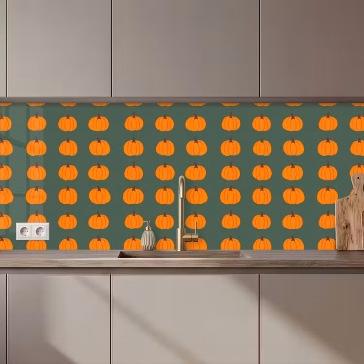 Keuken achterwand - Pompoen - Patroon - Oranje — 1