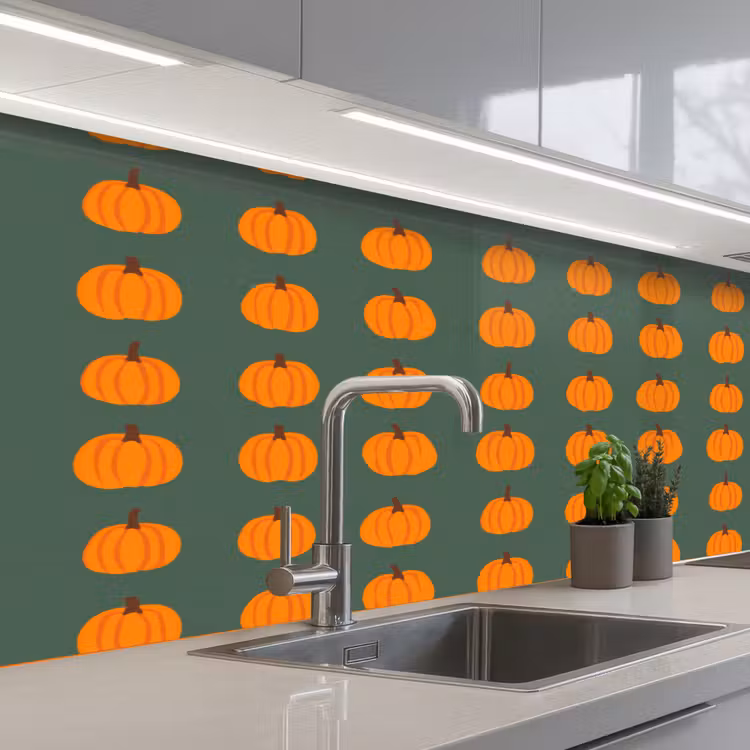 Keuken achterwand - Pompoen - Patroon - Oranje — 2