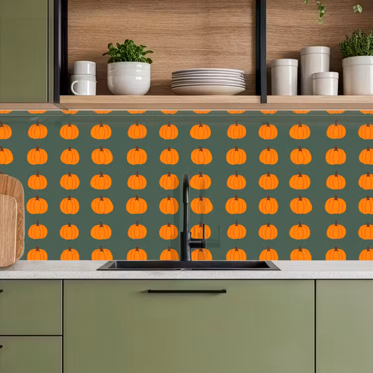 Keuken achterwand - Pompoen - Patroon - Oranje — 8