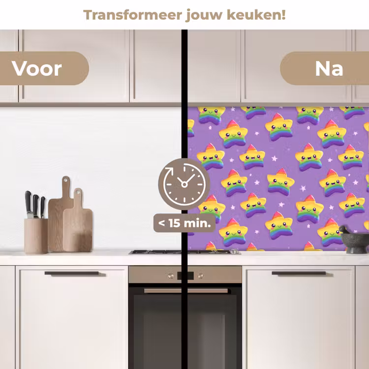 Keuken achterwand - Sterren - Regenboog - Paars — 3