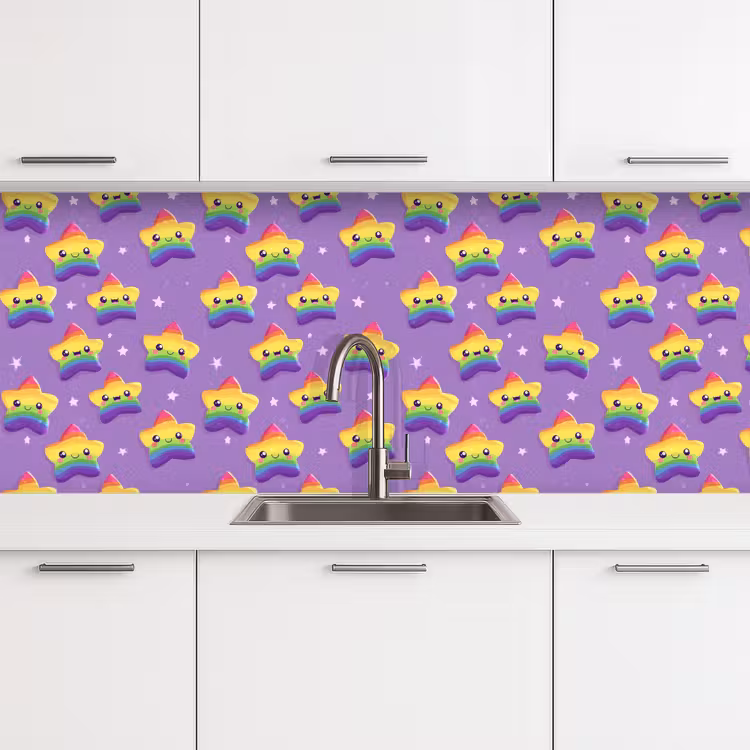 Keuken achterwand - Sterren - Regenboog - Paars — 4