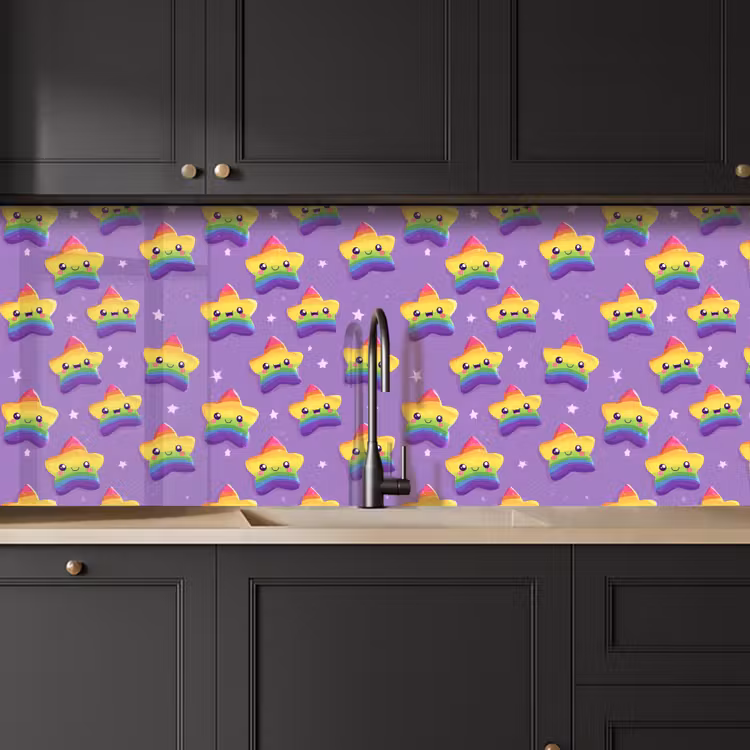 Keuken achterwand - Sterren - Regenboog - Paars — 6