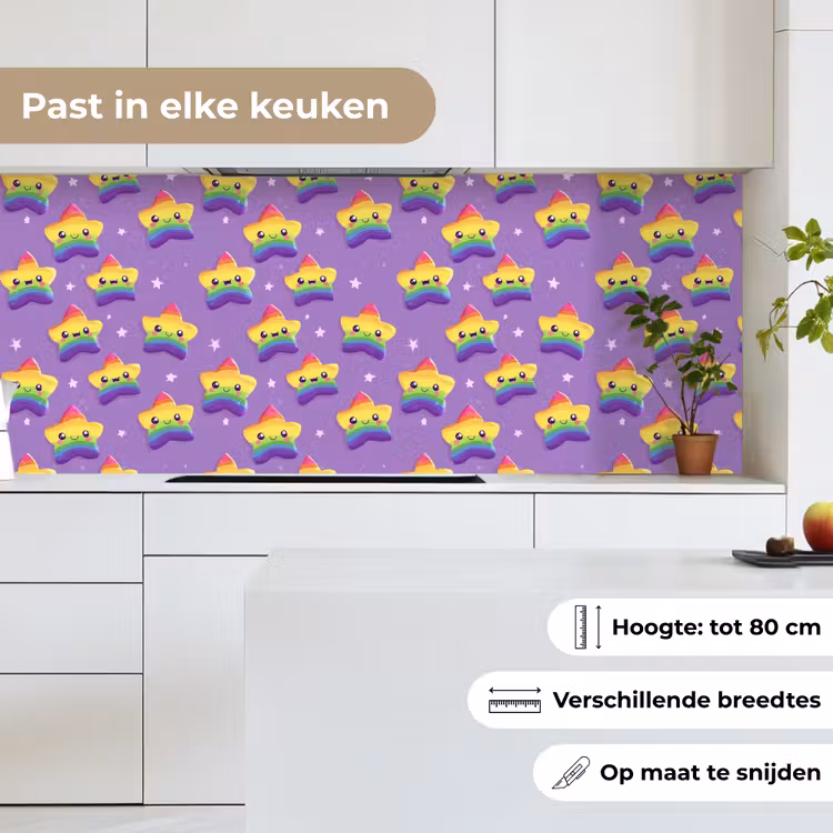 Keuken achterwand - Sterren - Regenboog - Paars — 7