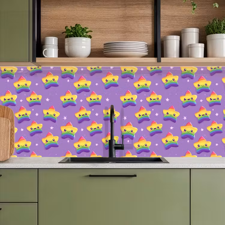 Keuken achterwand - Sterren - Regenboog - Paars — 8