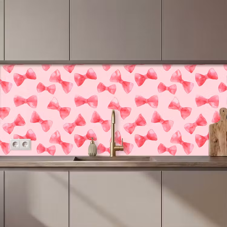Keuken achterwand - Strikken - Aquarel - Roze — 1
