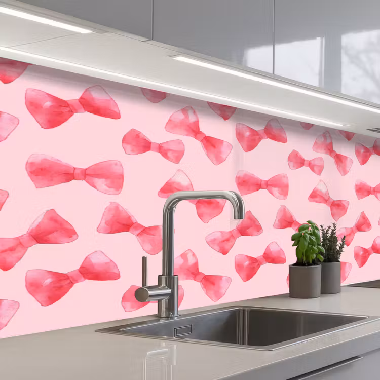 Keuken achterwand - Strikken - Aquarel - Roze — 2