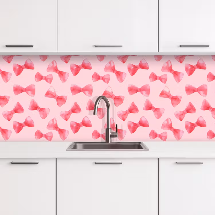 Keuken achterwand - Strikken - Aquarel - Roze — 4
