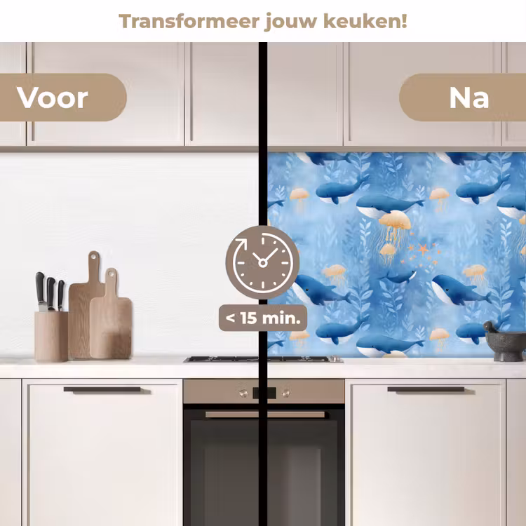 Keuken achterwand - Walvissen - Oceaan - Blauw — 3