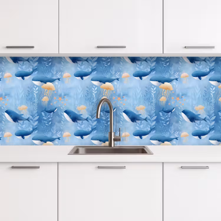 Keuken achterwand - Walvissen - Oceaan - Blauw — 4